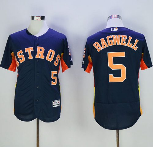Astros #5 Jeff Bagwell Navy Blue Flexbase Authentic Collection Stitched MLB Jersey - Click Image to Close